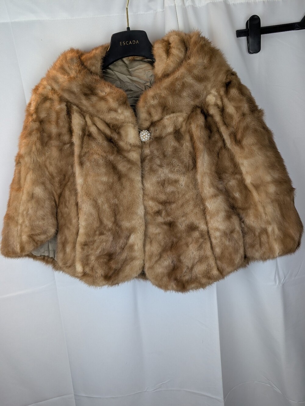 Vintage Custom Real Mink Fur Cape Capelet Brown Shawl Wrap Evening Stole OS